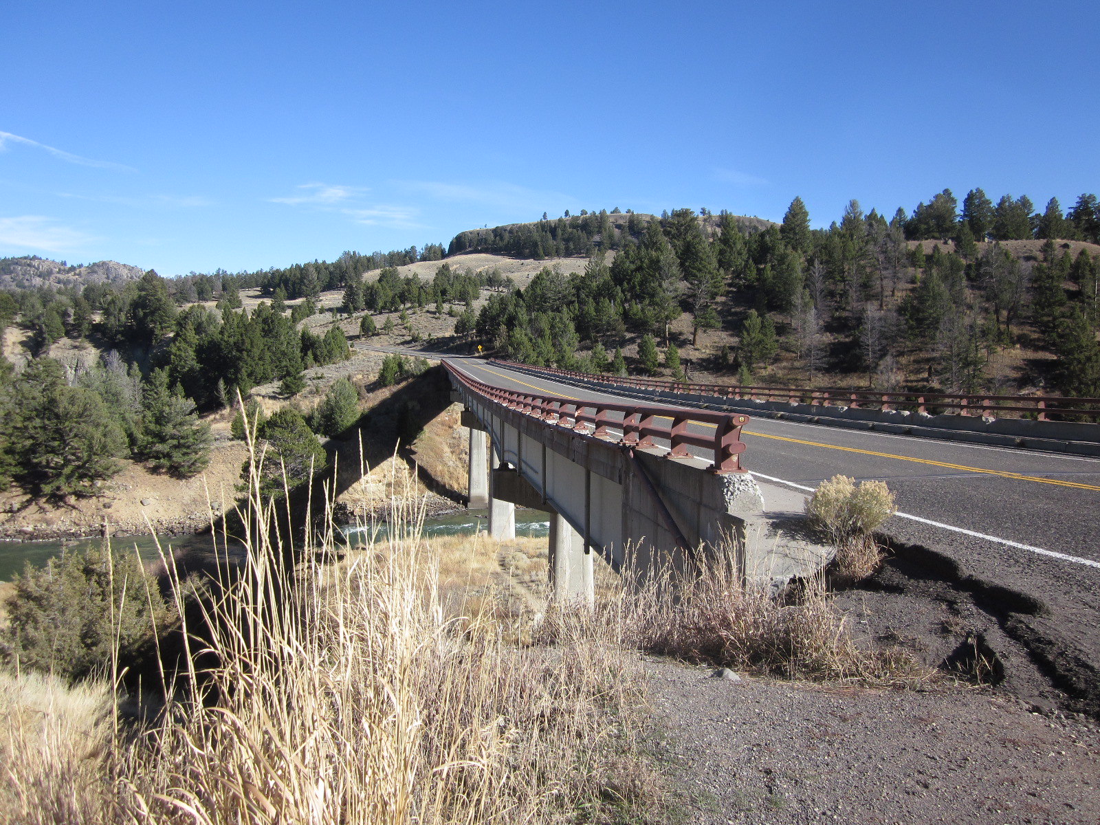 Yellowstone River Bridge showing deterioration