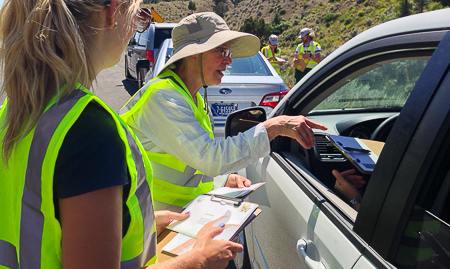 Survey administrators contact park visitors near the north entrance. Survey administrators contact park visitors near the north entrance.