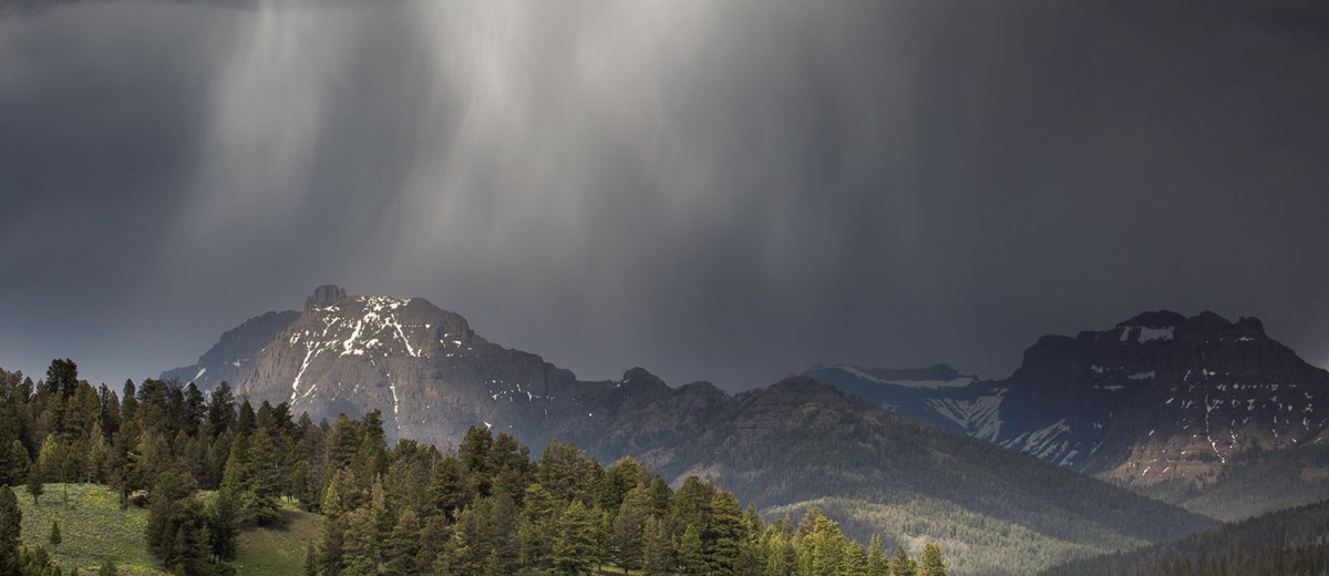 A photo of a summer storm over the Absaroka Mountains.