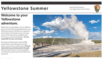top half of the fron cover of the Yellowstone summer orientation guide top half of the fron cover of the Yellowstone summer orientation guide