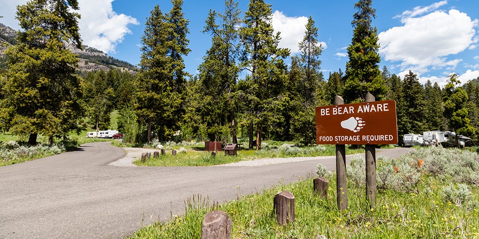 The entrance to the Pebble Creek Campground.