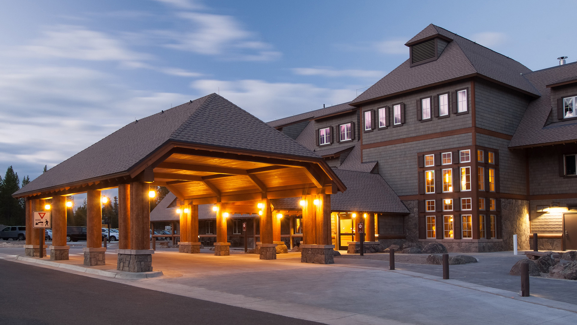 Canyon Lodge at sunset in Yellowstone National Park