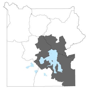 Yellowstone map with southeast highlighted