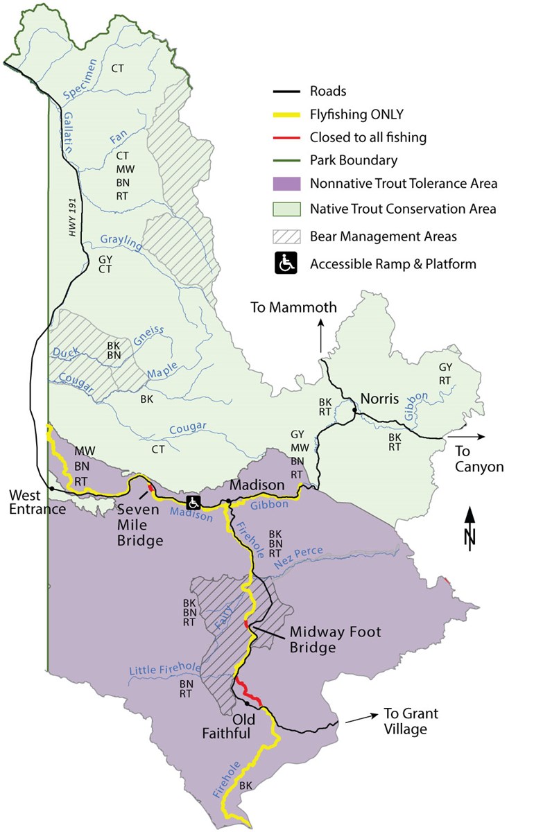 Yellowstone River Fishing Access Map Fish In Yellowstone S Northwest Yellowstone National Park U S National Park Service