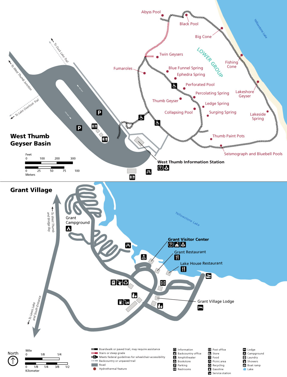 West Thumb Geyser Basin Map Accessibility In The West Thumb Area - Yellowstone National Park (U.s.  National Park Service)