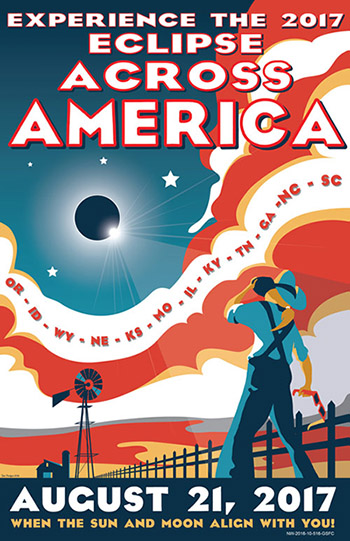 Poster stating "Experience the 2017 eclipse across America. August 21, 2017" Poster stating "Experience the 2017 eclipse across America. August 21, 2017"