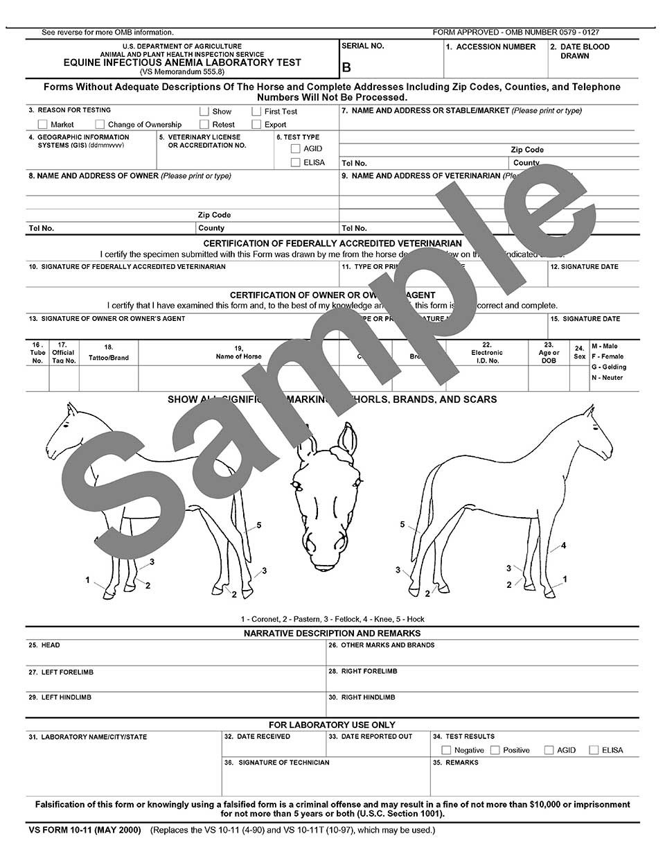 Sample Coggins Test Form