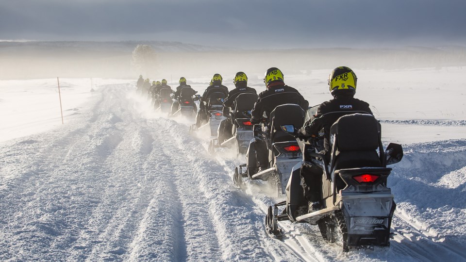 Snowmobile tour at Swan Lake Snowmobile tour at Swan Lake