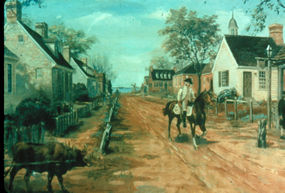 Sidney King painting of Yorktown's Main Street in the 1700's Sidney King painting of Yorktown's Main Street in the 1700's