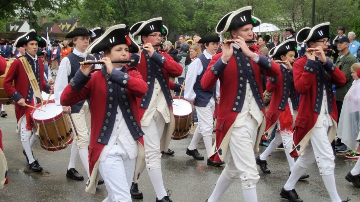 The Fifes and Drums of York Town performing in Yorktown The Fifes and Drums of York Town performing in Yorktown
