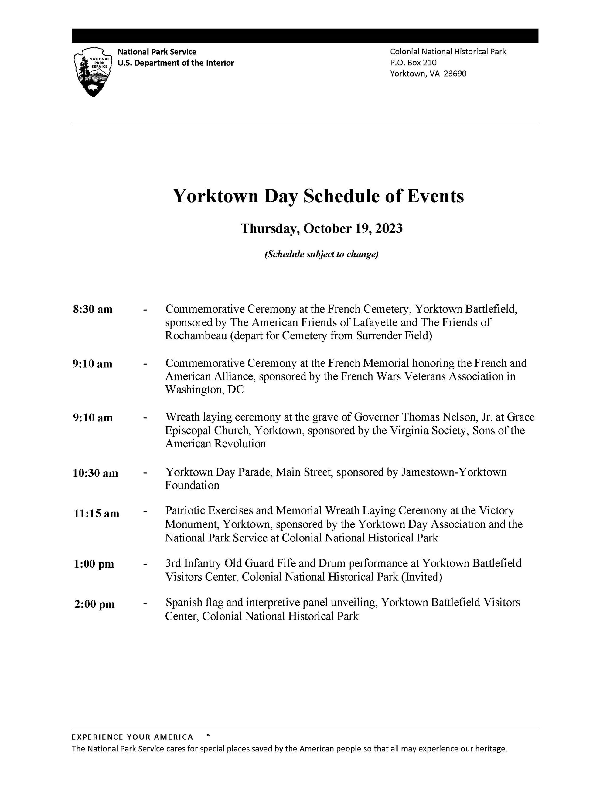 Yorktown Day Oct 192023 Yorktown Battlefield Part of Colonial