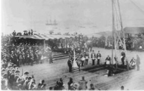 Cornerstone laying of the Victory Monument in 1881