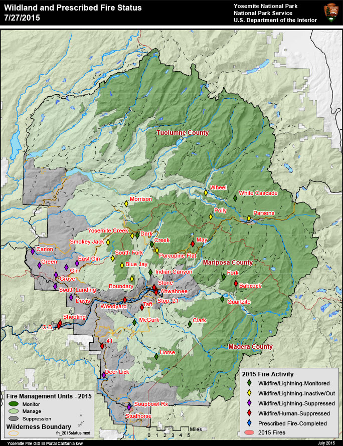 Map showing location of fires in the park