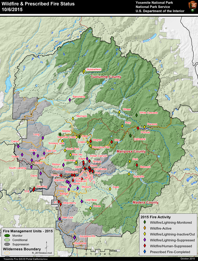 Map showing location of fires during 2015