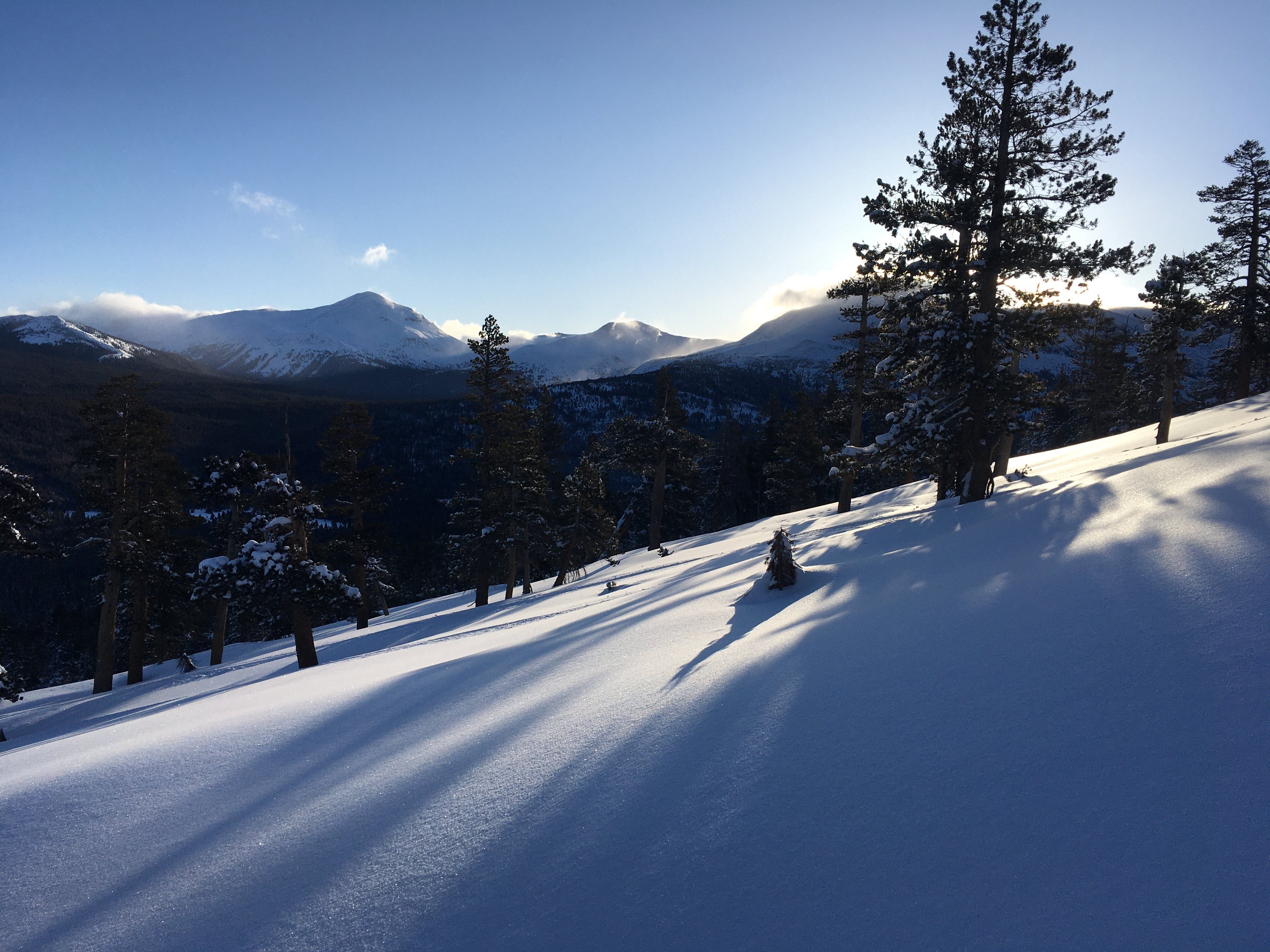 A fresh blanket of snow covers the hills above Tuolumne Meadows on March 21st, 2021