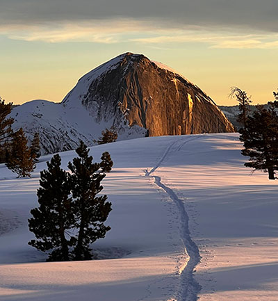 Alpenglow before sunset from Mt. Watkins on January 11, 2022.