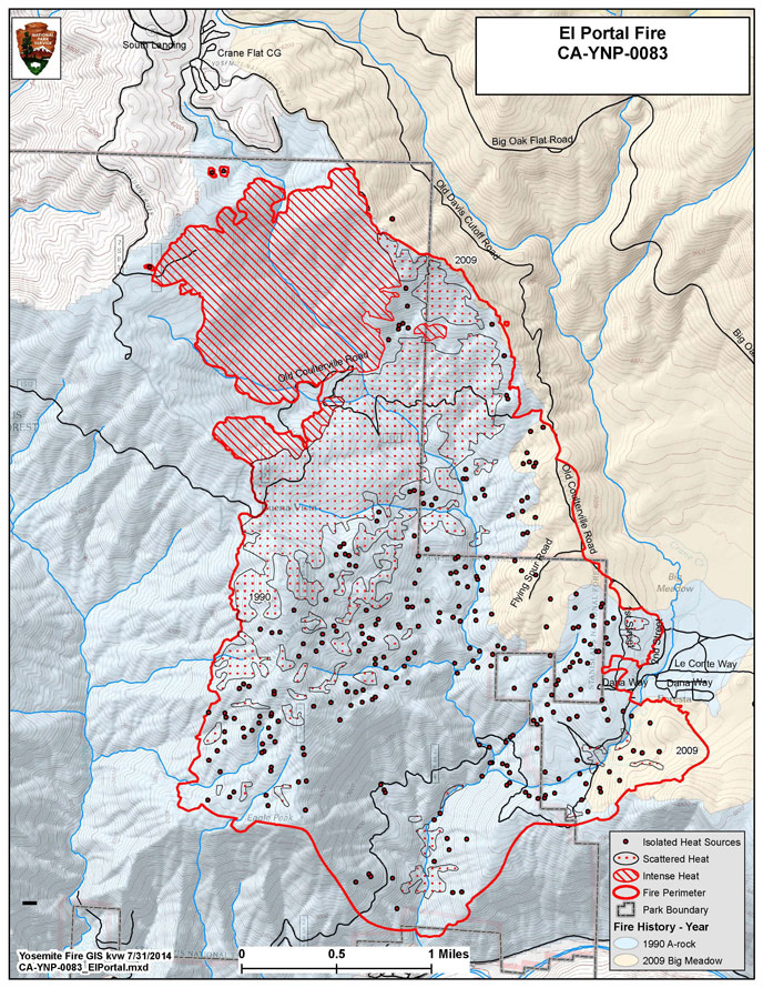 Map showing the fire perimeter