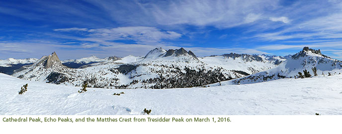 Snow covered mountain panorama.