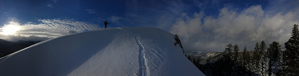 Christmas Day dawn patrol Christmas Day dawn patrol, skier on top of Lembert Dome