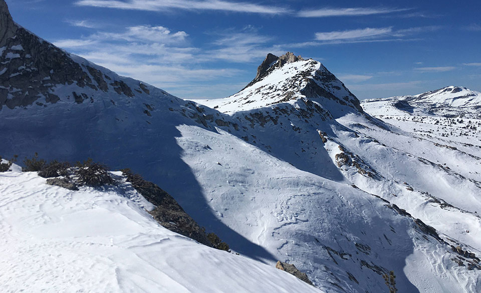 Echo Peaks on February 12, 2022. Snowy Echo Peaks on February 12, 2022.