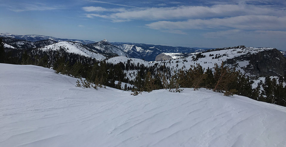 Half Dome and Mt Watkins from Tresidder Peak on February 10, 2022. Half Dome and Mt Watkins from Tresidder Peak on February 10, 2022.