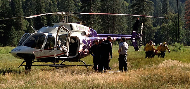 Subject is transferred to air ambulance Subject is transferred to air ambulance