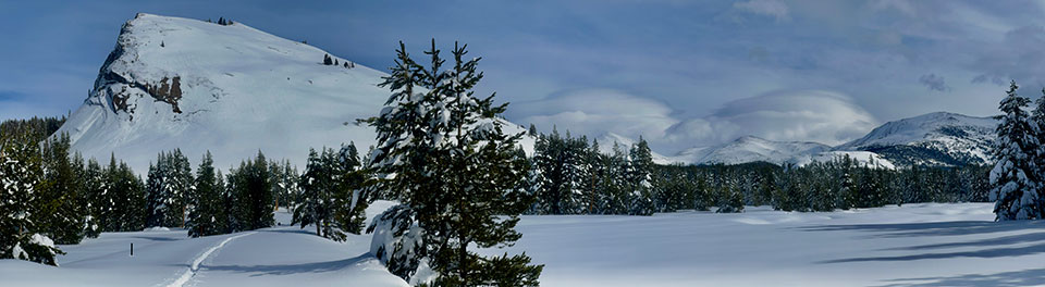 Lembert Dome and lenticular clouds over the Sierra Crest on January-7, 2023