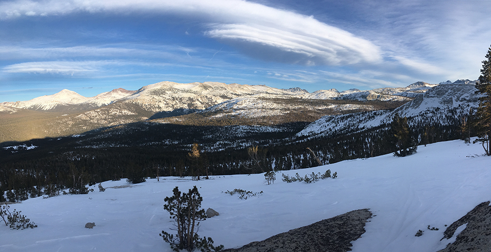 Lenticular clouds over the Yosemite high country on January 8, 2021 Lenticular clouds over the Yosemite high country on January 8, 2021
