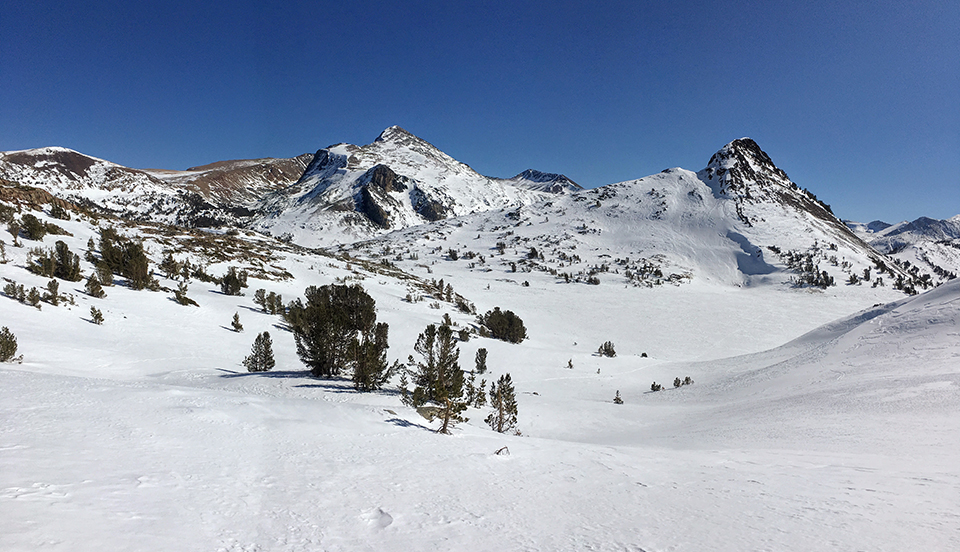 Mt Dana (left) and Gaylor Peak on February 27, 2021. Mt Dana (left) and Gaylor Peak on February 27, 2021.
