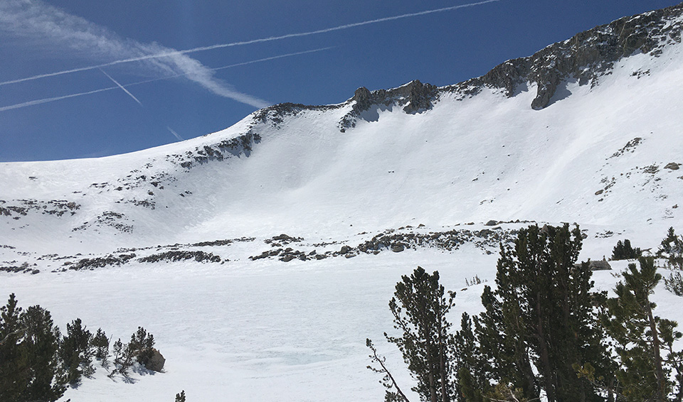 Obata Lake on April 10, 2021. Obata Lake covered in snow on April 10, 2021.