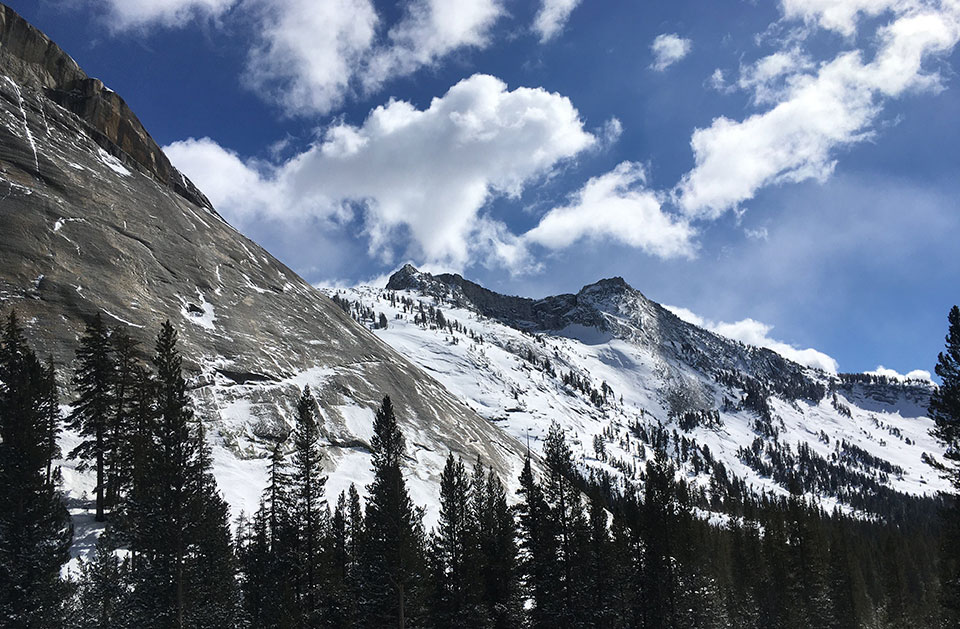 Pywiak Dome and Tenaya Peak on February 23, 2022. Pywiak Dome and Tenaya Peak on February 23, 2022.