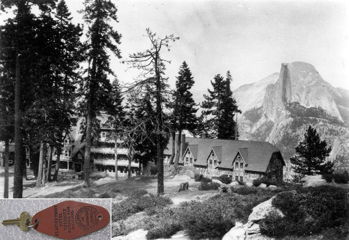 Glacier Point Hotel with Half Dome in the background