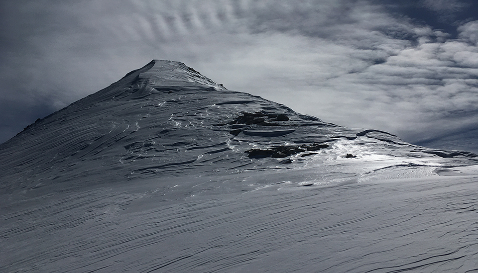 Rain crust on Altusky Peak on February 16, 2021. Rain crust on Altusky Peak on February 16, 2021.