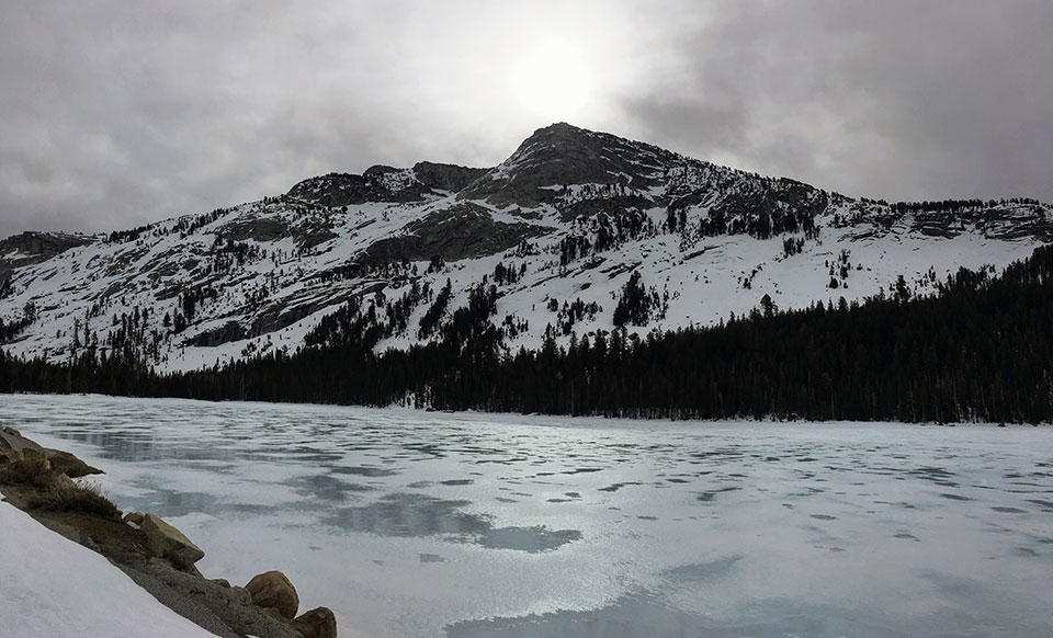 Tenaya Lake and Peak on March 17, 2022. Tenaya Lake and Peak on March 17, 2022.