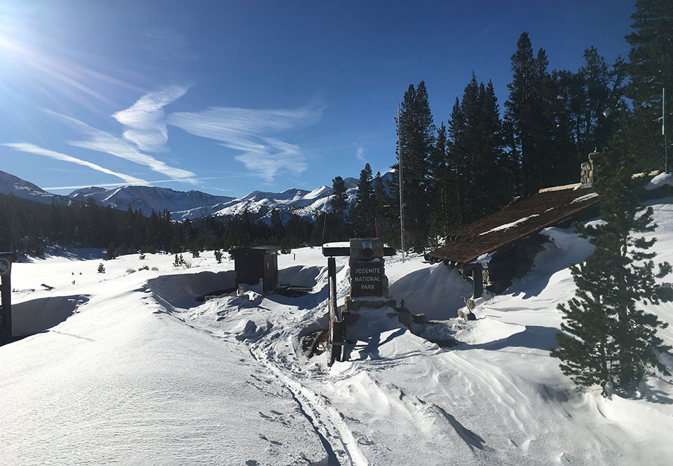 Tioga Pass entrance to Yosemite on January 1, 2022.