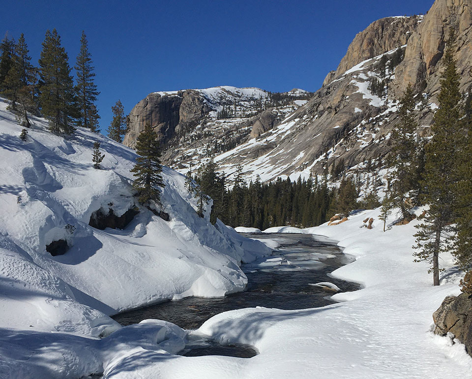 Tuolumne River above Glen Aulin on February 4, 2022.