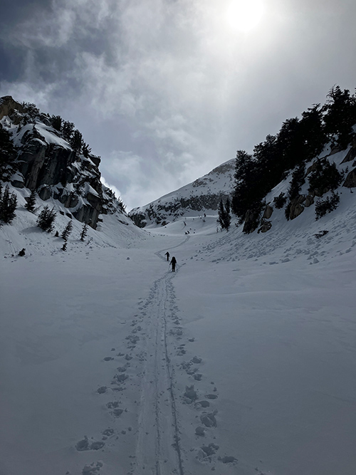 Tuolumne Meadows Le Couloir on April 14, 2024. Tuolumne Meadows Le Couloir on April 14, 2024.