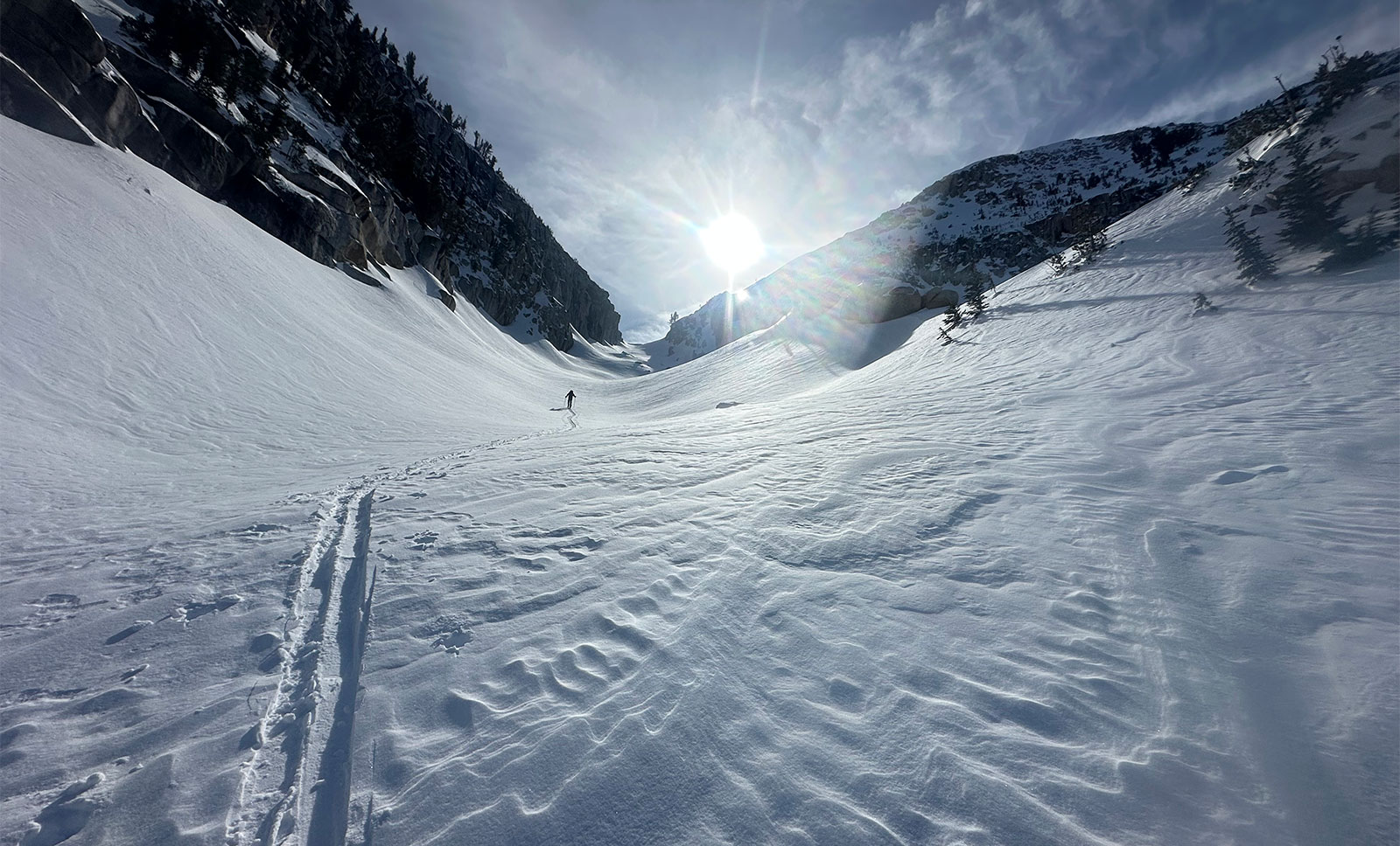 Wind affected snow on February 10, 2025. Wind affected snow on February 10, 2025.