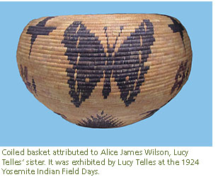 A handmade, Native American basket with a butterfly design.