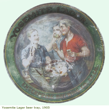 Yosemite Lager beer tray from Yosemite Museum collection, 1905 Yosemite Lager beer tray from Yosemite Museum collection, 1905
