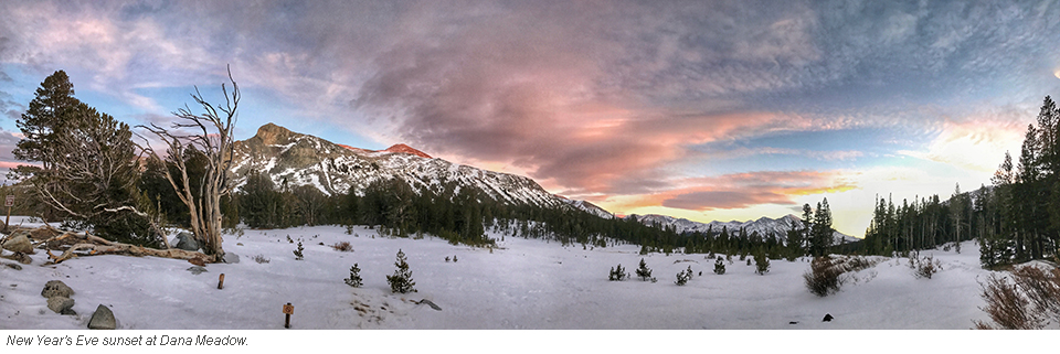 Sunset over Dana Meadow December 31, 2017