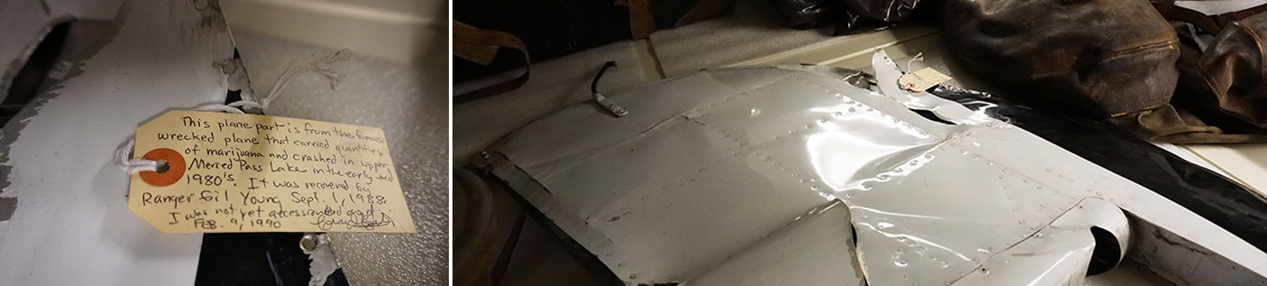 Left image: Tag describing artifact in Yosemite's collection; Right: Piece of the Left image: Tag describing artifact in Yosemite's collection; Right: Piece of the