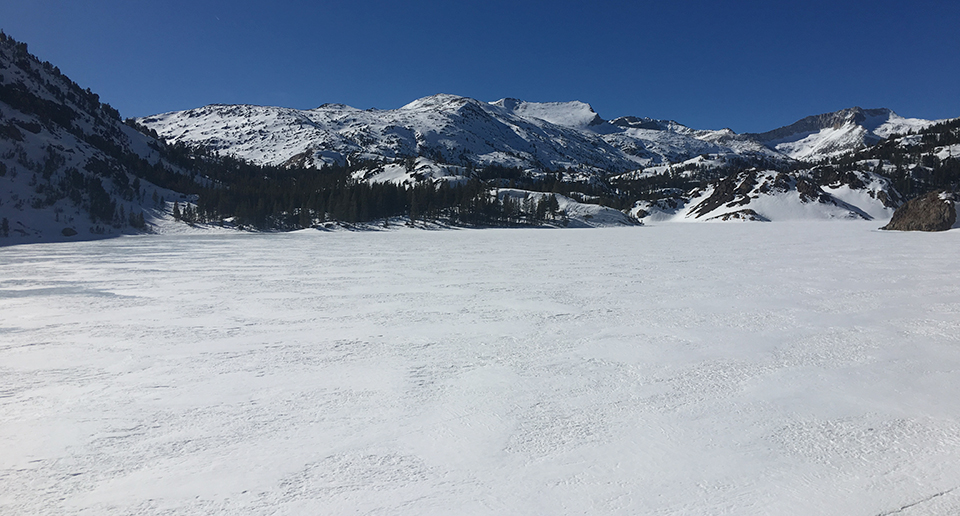 Looking to the Tioga high country from Ellery Lake on February 12, 2020. Looking to the Tioga high country from Ellery Lake on February 12, 2020.
