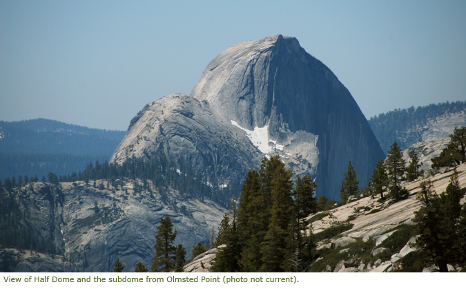 View of Half Dome and subdome from Olmsted Point