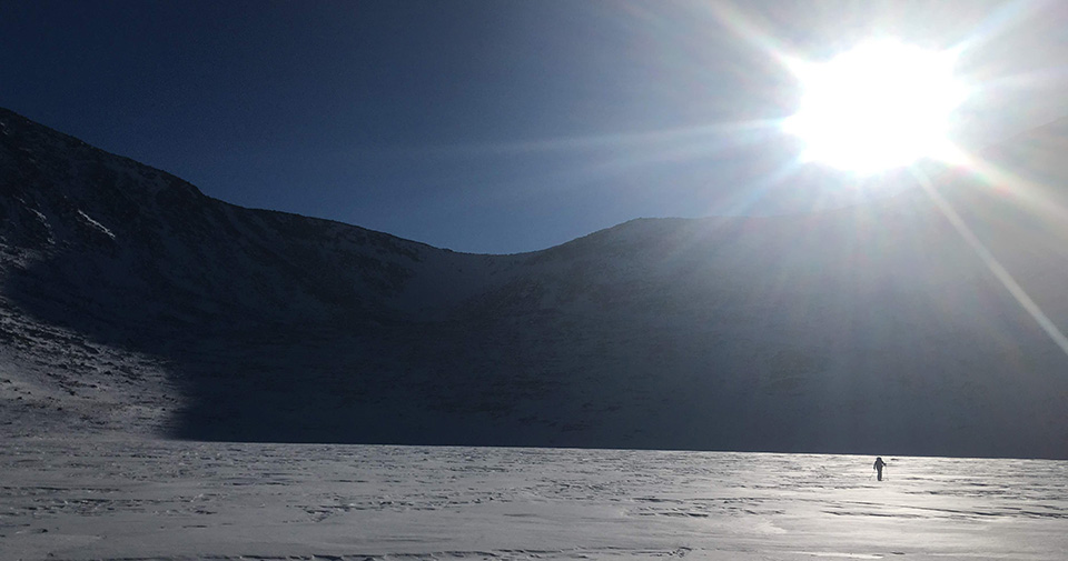 Skier on Helen Lake on January 13, 2020. Skier on Helen Lake on January 13, 2020.