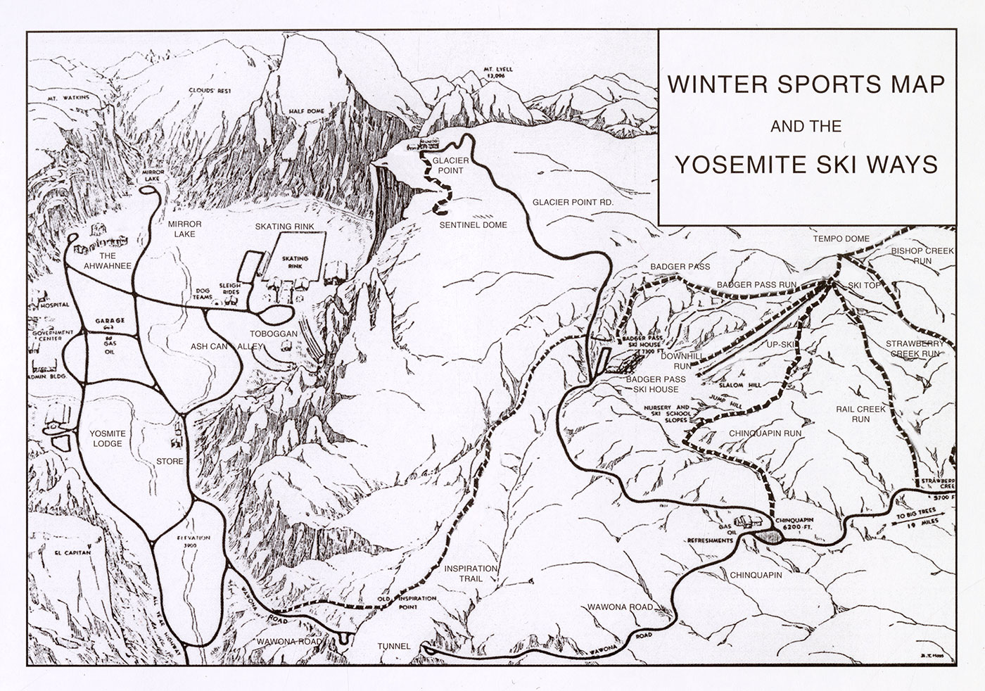 Historic Winter Sports Map and the Yosemite Ski Ways