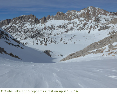 McCabe Lake and Shephards Crest on April 6, 2016