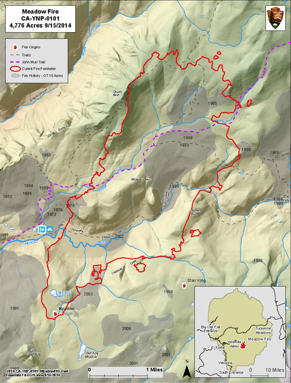 Map of Meadow Fire perimeter