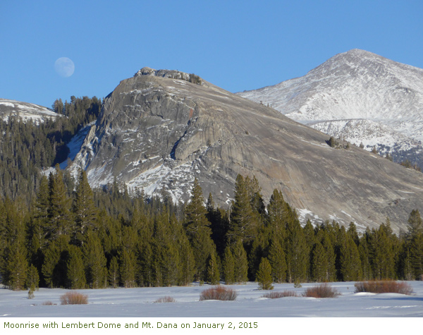 Moonrise with Lembert Dome and Mt. Dana on January 2, 2015 Moonrise with Lembert Dome and Mt. Dana on January 2, 2015