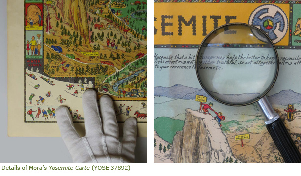 Two up close details of Mora's Yosemite Carte Two up close details of Mora's Yosemite Carte